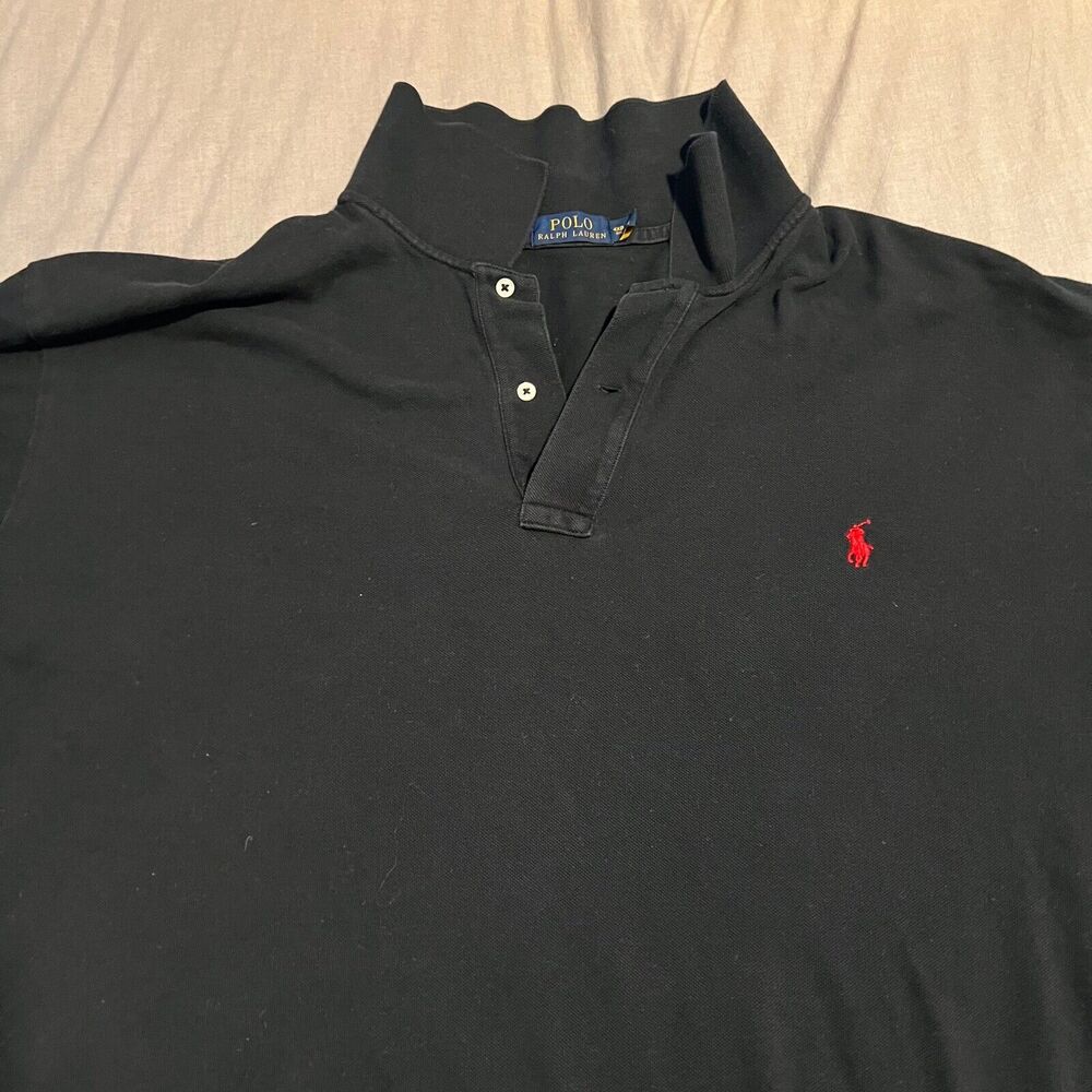 Polo Ralph Lauren Shirt Mens 4XB Black Mesh Polo Short Sleeve Casual EUC